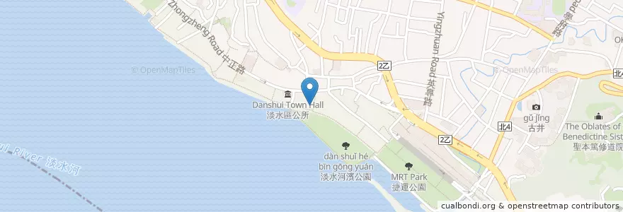 Mapa de ubicacion de 愛爾蘭瘋薯 en 台湾, 新北市, 淡水区.