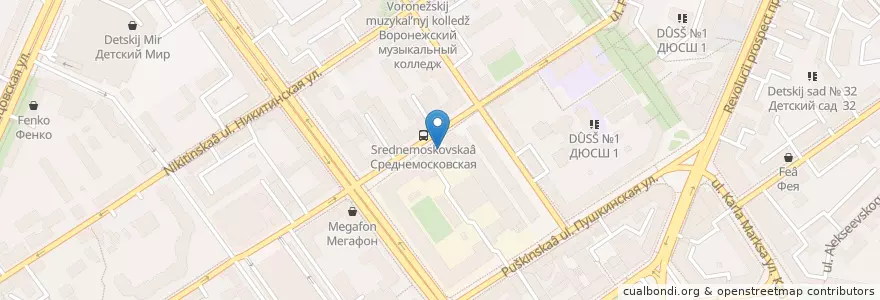 Mapa de ubicacion de Плеханов en روسيا, Центральный Федеральный Округ, فارونيش أوبلاست, Городской Округ Воронеж.