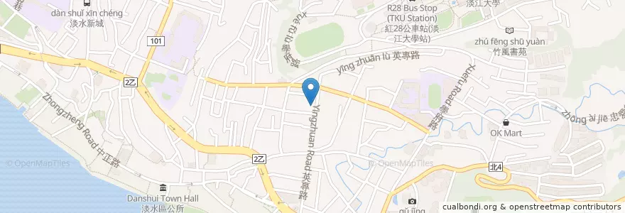Mapa de ubicacion de 口吅品麻辣臭豆腐 en Taiwan, Nuova Taipei, Distretto Di Tamsui.