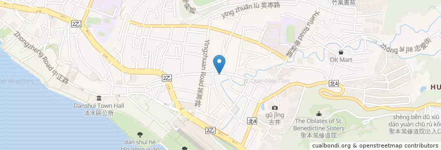 Mapa de ubicacion de 禾佃鐵板料理 en 臺灣, 新北市, 淡水區.