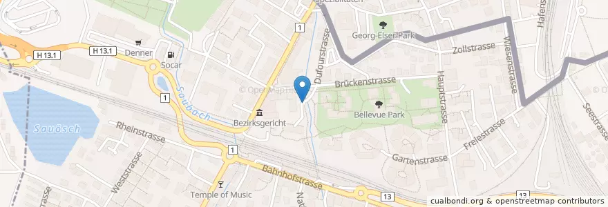 Mapa de ubicacion de Belvue en سويسرا, Thurgau, Bezirk Kreuzlingen, Kreuzlingen.