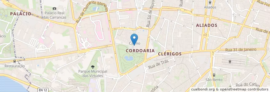 Mapa de ubicacion de Parque da Cordoaria en البرتغال, المنطقة الشمالية (البرتغال), Área Metropolitana Do Porto, بورتو, بورتو, Cedofeita, Santo Ildefonso, Sé, Miragaia, São Nicolau E Vitória.