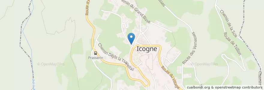 Mapa de ubicacion de Café d'Icogne en İsviçre, Valais/Wallis, Sierre, Icogne.