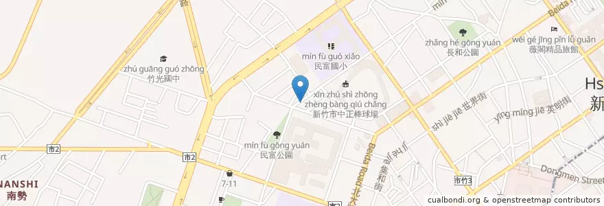 Mapa de ubicacion de 米豆義式蔬食。咖啡 en 臺灣, 臺灣省, 新竹市, 北區.