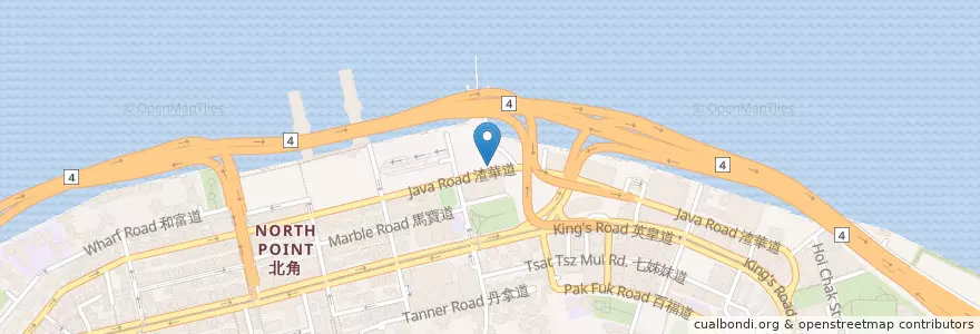 Mapa de ubicacion de 渣華道公廁 Java Road Public Toilet en Çin, Guangdong, Hong Kong, Hong Kong Adası, Yeni Bölgeler, 東區 Eastern District.