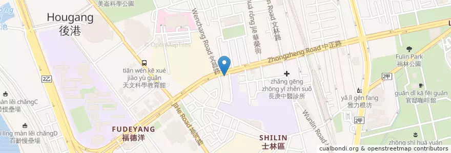 Mapa de ubicacion de 毫光-回田蔬苑 en 台湾, 新北市, 台北市, 士林区.