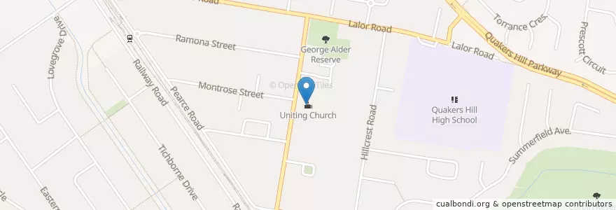 Mapa de ubicacion de Uniting Church en Australie, Nouvelle Galles Du Sud, Sydney, Blacktown City Council.