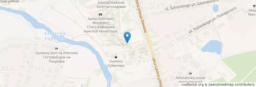 Mapa de ubicacion de Блинная en Rusia, Distrito Federal Central, Óblast De Vladímir, Суздальский Район, Городское Поселение Суздаль.