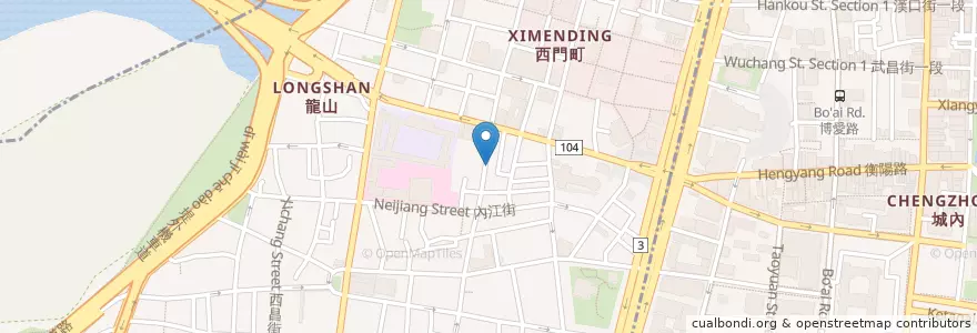 Mapa de ubicacion de 田舍手打麵 en Taiwán, Nuevo Taipéi, Taipéi, 萬華區.