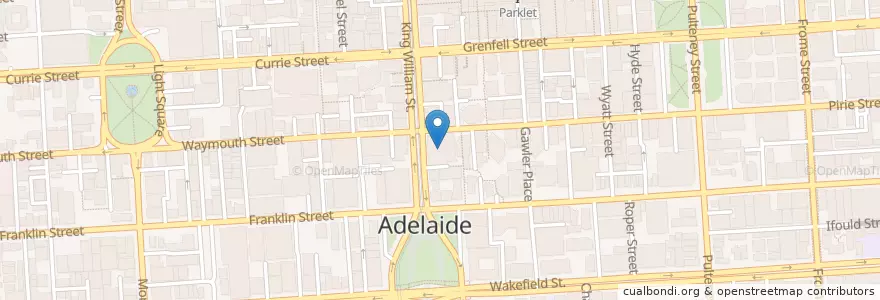 Mapa de ubicacion de Adelaide Town Hall en Australië, Zuid-Australië, Adelaide, Adelaide City Council.