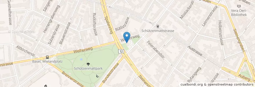 Mapa de ubicacion de Schützenhaus en 瑞士, Basel-Stadt, Basel.
