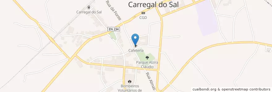 Mapa de ubicacion de Cafeteria en Португалия, Viseu, Центральный Регион, Viseu Dão-Lafões, Carregal Do Sal, Carregal Do Sal.