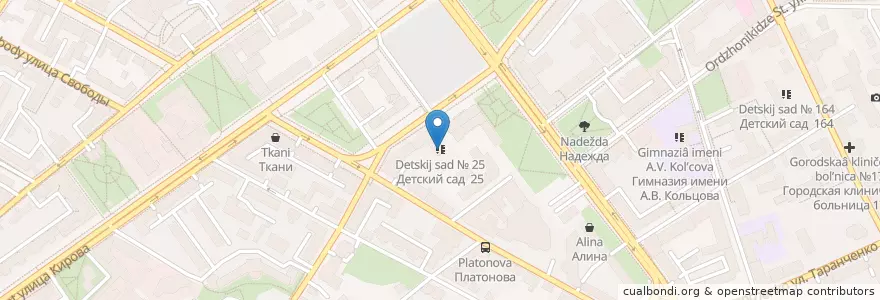 Mapa de ubicacion de Детский сад № 25 en Rússia, Distrito Federal Central, Oblast De Voronej, Городской Округ Воронеж.