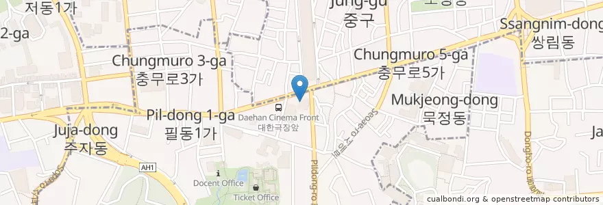 Mapa de ubicacion de 버거킹 en كوريا الجنوبية, سول, 중구, 필동.