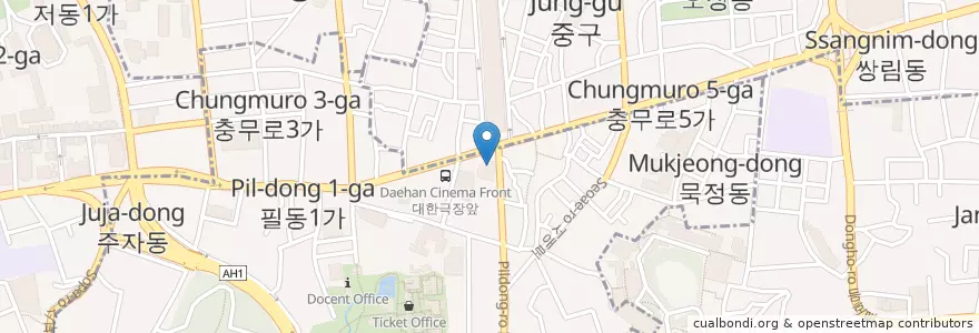 Mapa de ubicacion de 신한은행 en Corée Du Sud, Séoul, 중구, 필동.