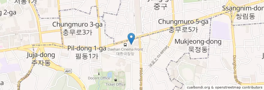 Mapa de ubicacion de 스타벅스 en Zuid-Korea, Seoel, 중구, 필동.