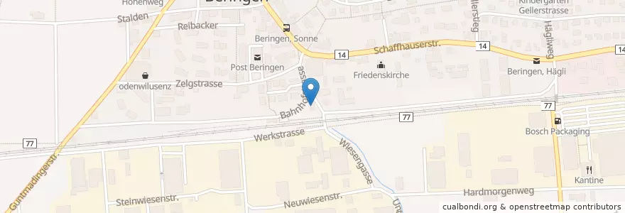 Mapa de ubicacion de Bahnhöfli en سويسرا, Schaffhausen, Beringen.