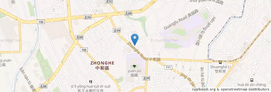 Mapa de ubicacion de 廣濟宮 en تايوان, تايبيه الجديدة, 中和區.