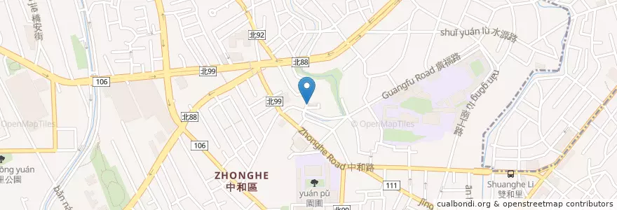 Mapa de ubicacion de 中和區廟子尾鶴齡交誼中心 en Taiwan, 新北市, 中和區.