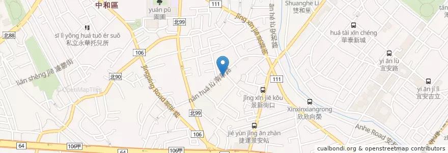 Mapa de ubicacion de 八方雲集 en Taiwan, 新北市, 中和區.