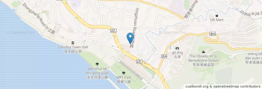 Mapa de ubicacion de 淡水第一家鹽酥雞 en Тайвань, Новый Тайбэй, 淡水區.