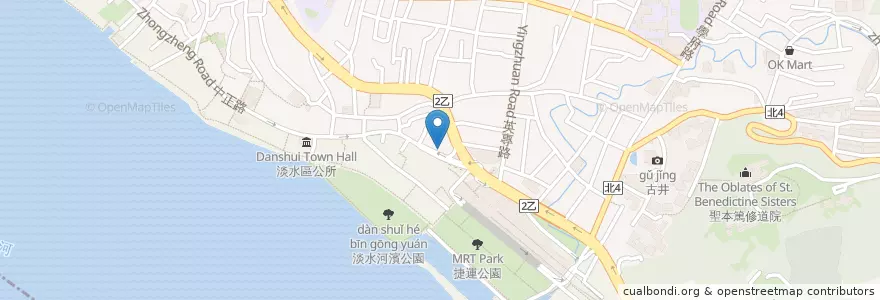 Mapa de ubicacion de 大塊牛排 en 臺灣, 新北市, 淡水區.