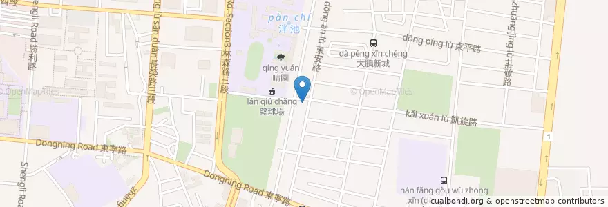 Mapa de ubicacion de 米里米里 en 타이완, 타이난 시, 둥구.
