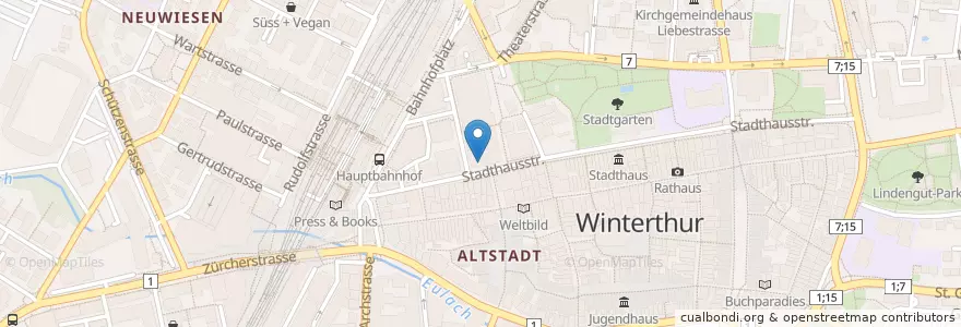 Mapa de ubicacion de Credit Suisse en 스위스, 취리히, Bezirk Winterthur, Winterthur.