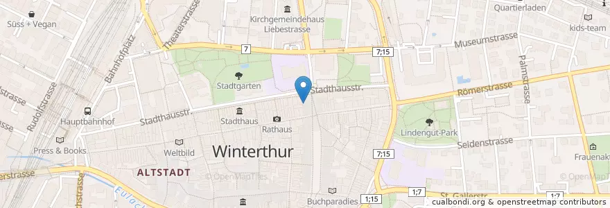 Mapa de ubicacion de Migros Bank en Switzerland, Zurich, Bezirk Winterthur, Winterthur.