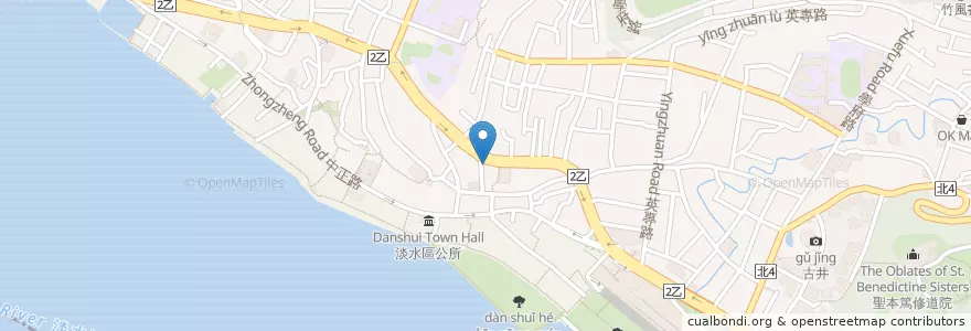 Mapa de ubicacion de 臺灣銀行 en Taiwan, 新北市, 淡水區.