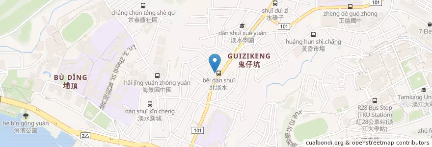 Mapa de ubicacion de 淡水信用合作社 en Taiwan, 新北市, 淡水區.