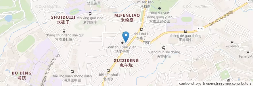 Mapa de ubicacion de 川賀屋日本料理 en Taiwán, Nuevo Taipéi, 淡水區.