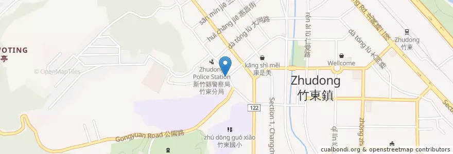 Mapa de ubicacion de 福州天然健康能量早餐 en 臺灣, 臺灣省, 新竹縣, 竹東鎮.