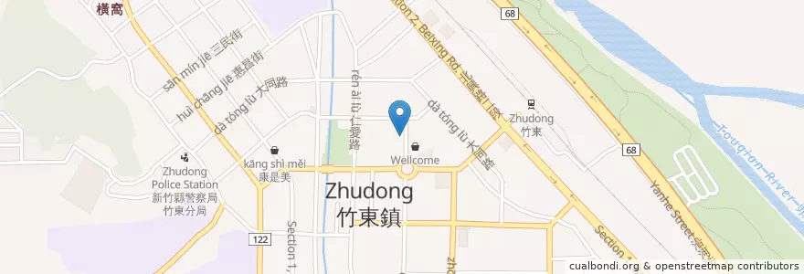 Mapa de ubicacion de 空笙廷健康蔬食 (杞林店) en 臺灣, 臺灣省, 新竹縣, 竹東鎮.