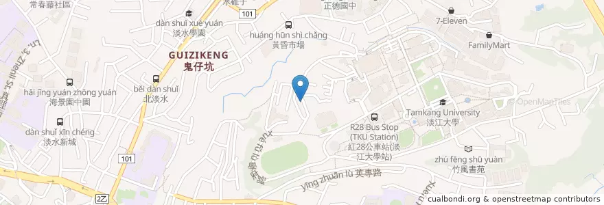 Mapa de ubicacion de 多朗克美式早餐 en Taiwan, 新北市, 淡水區.