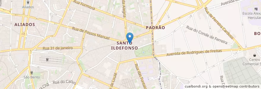 Mapa de ubicacion de Poveiros en Portugal, Nord, Porto, Área Metropolitana Do Porto, Porto, Cedofeita, Santo Ildefonso, Sé, Miragaia, São Nicolau E Vitória, Bonfim.