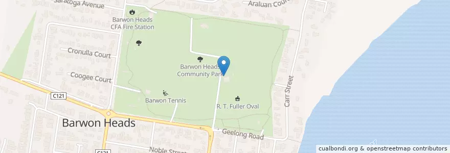Mapa de ubicacion de Barwon Heads Reserve Cricket Toilet en 오스트레일리아, Victoria, City Of Greater Geelong.