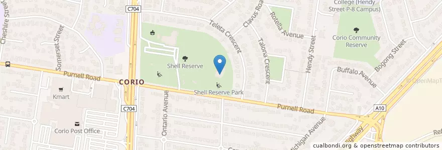 Mapa de ubicacion de SHELL RESERVE CHANGEROOMS en Australie, Victoria, City Of Greater Geelong.