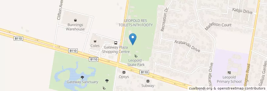 Mapa de ubicacion de LEOPOLD RES TENNIS AMENITIES en Австралия, Виктория, City Of Greater Geelong.