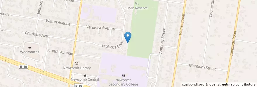Mapa de ubicacion de ERVIN RESERVE TOILETS en Australien, Victoria, City Of Greater Geelong.