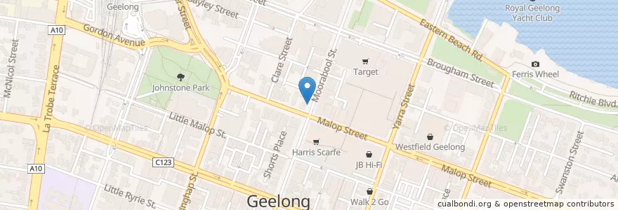 Mapa de ubicacion de MOORABOOL Female Underground Toilet en Avustralya, Victoria, City Of Greater Geelong.