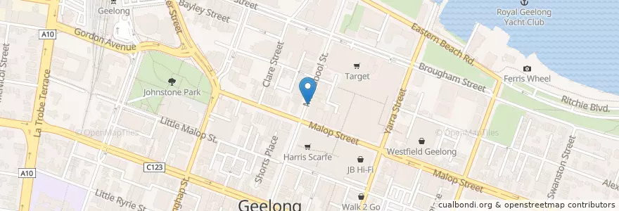 Mapa de ubicacion de MOORABOOL Mens Underground Toliet en Australia, Victoria, City Of Greater Geelong.