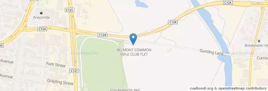 Mapa de ubicacion de BELMONT COMMON RIFLE CLUB TLET en Australien, Victoria, City Of Greater Geelong.