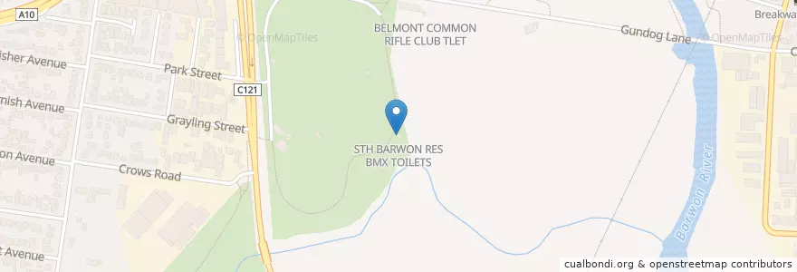 Mapa de ubicacion de STH BARWON RES BMX TOILETS en Australia, Victoria, City Of Greater Geelong.