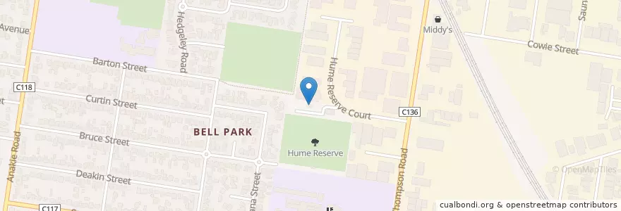 Mapa de ubicacion de HUME RESERVE TOILET BLOCK en Australia, Victoria, City Of Greater Geelong.