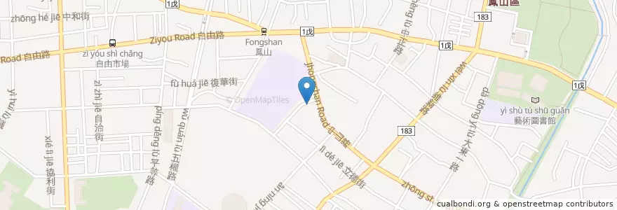 Mapa de ubicacion de 昱川全素食綜合燒烤 en Taiwan, Kaohsiung, 鳳山區.