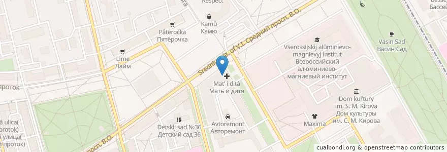 Mapa de ubicacion de Экобокс en Russie, District Fédéral Du Nord-Ouest, Oblast De Léningrad, Saint-Pétersbourg, Василеостровский Район, Округ Гавань.