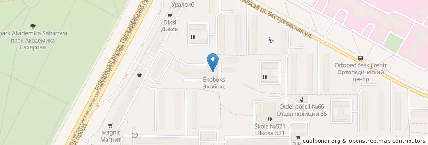 Mapa de ubicacion de Экобокс en Russie, District Fédéral Du Nord-Ouest, Oblast De Léningrad, Saint-Pétersbourg, Красногвардейский Район, Округ Полюстрово.