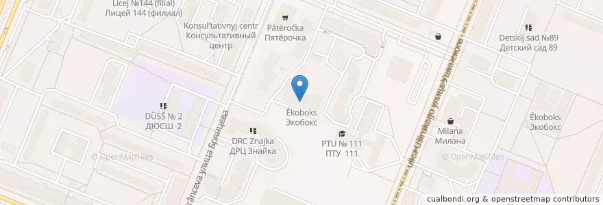 Mapa de ubicacion de Экобокс en Russia, Northwestern Federal District, Leningrad Oblast, Saint Petersburg, Калининский Район, Округ Прометей.