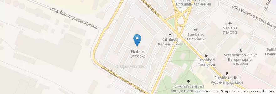 Mapa de ubicacion de Экобокс en ロシア, 北西連邦管区, レニングラード州, サンクト ペテルブルク, Калининский Район, Финляндский Округ.